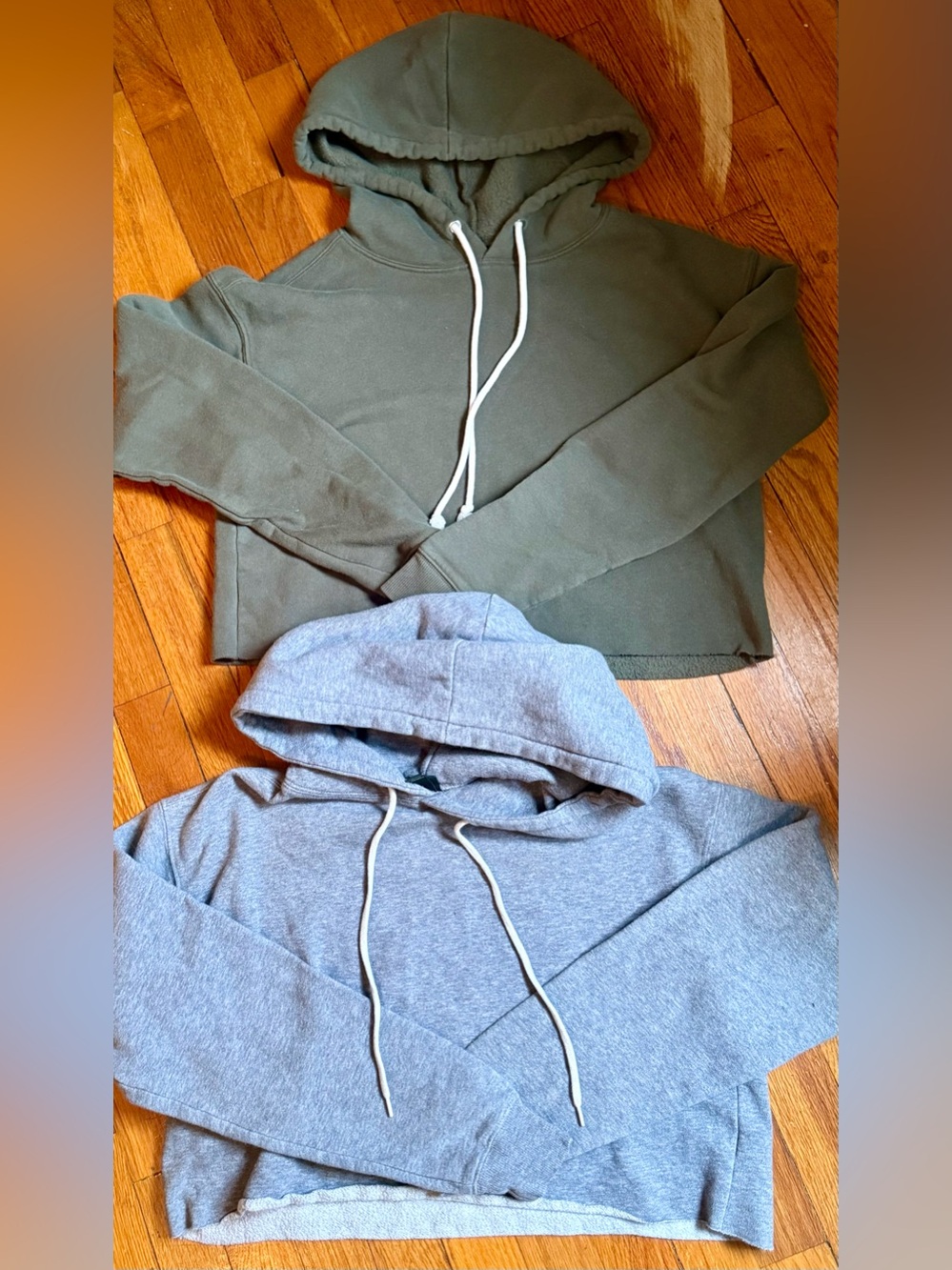 wild fable Olive Green & Light Gray Cropped Hoodies